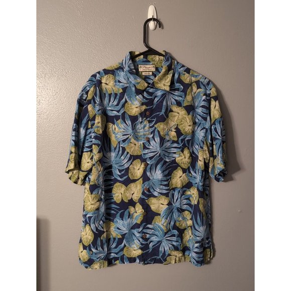 Pussers Island Reserve Blue Tropical Button Up Shirt 100% Silk Size M - Picture 1 of 7